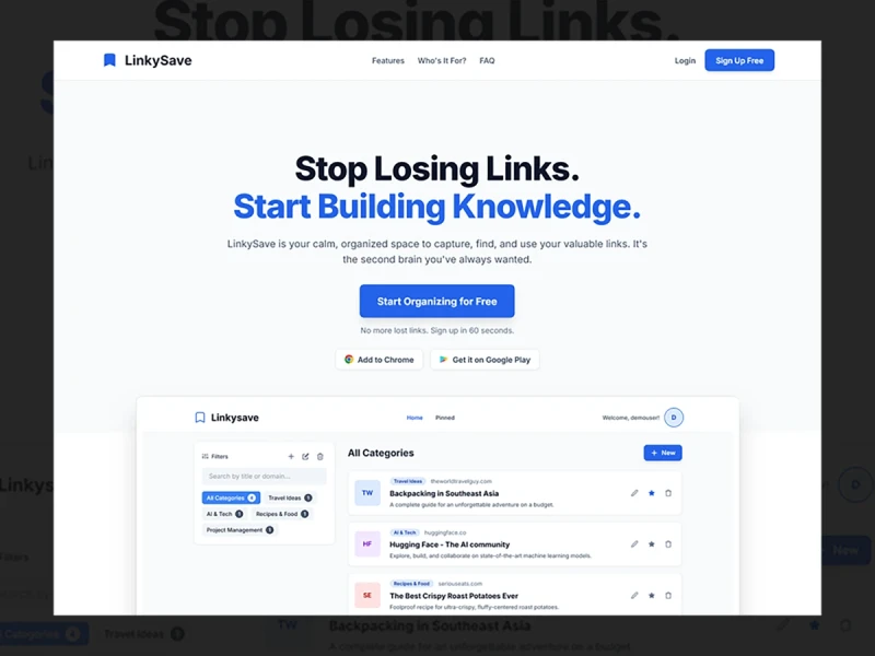 LinkySave : Bookmark Management